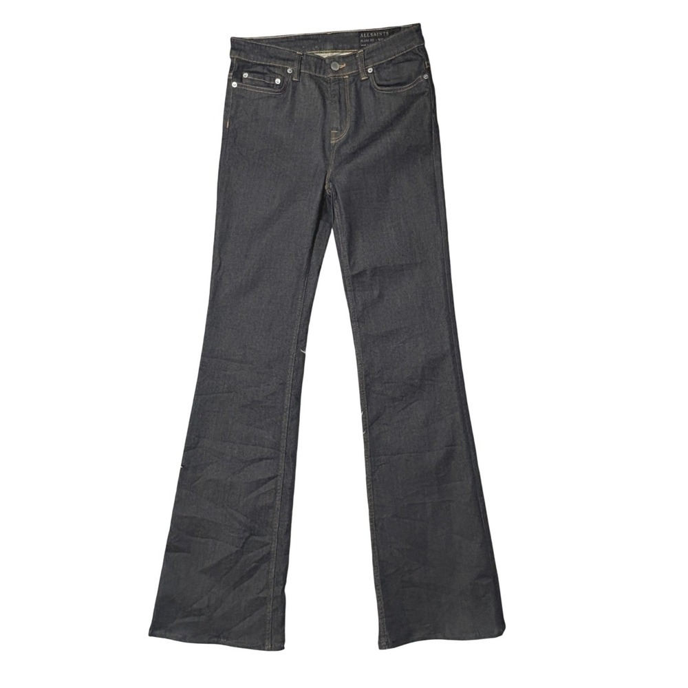 AllSaints Flare Fit Raw Indigo Jeans Stretch 34" Inseam‎ Tall Women's 28